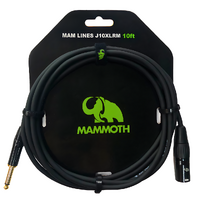 MAMMOTH MAM LINES J10XLRM, AUDIO CABLE, 10ft, MONO JACK TO XLR MALE