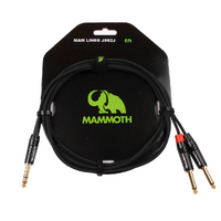 MAMMOTH MAM LINES JS62J, AUDIO CABLE, 6ft, STEREO JACK TO 2 MONO JACK