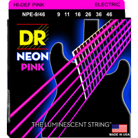 DR NPE-9/46 HI-DEF NEON™ - PINK Colored Electric Guitar Strings: Light to Medium 9-46 