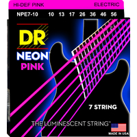 DR NPE7-10 HI-DEF NEON™ - PINK Colored Electric Guitar Strings: 7-String Medium 10-56 