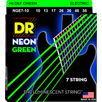 DR NGE7-10 HI-DEF NEON™ - GREEN Colored Electric Guitar Strings: 7-String Medium 10-56 