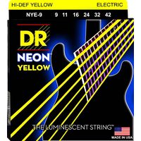 DR NYE-9 HI-DEF NEON - YELLOW Colored Electric Guitar Strings: Light 9-42 