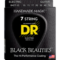 DR BKE7-10   BLACK BEAUTIES™ - BLACK Colored: 7-String Medium 10-56 