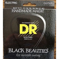 DR BKE7-11   BLACK BEAUTIES™ - BLACK Colored: 7-String Heavy 11-60 
