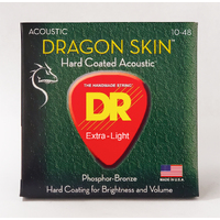 DR DSA-10 DRAGON SKIN™ - CLEAR Coated Acoustic Guitar Strings: Extra Light 10-48 