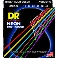 DR NMCA-10 HI-DEF NEON™ - MULTI-COLOR Colored Acoustic Guitar Strings: Extra Light 10-48 
