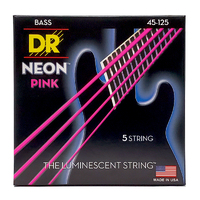DR NPB5-45 HI-DEF NEON™ - PINK Colored Bass Strings: 5-String Medium 45-125 